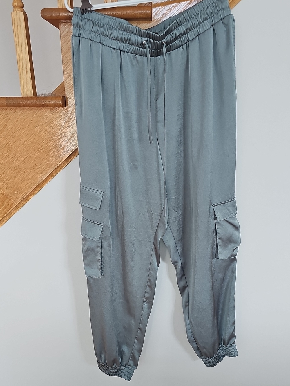 Guess Women's Cargo Jogger Pants in Slate Gray/ Sage Green - Picture 1 of 6